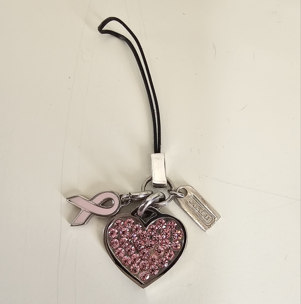 Coach Pink Heart and Ribbon Phone Charm